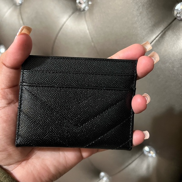 Yves Saint Laurent Black Card Holder with Gold Logo - Picture 2 of 2